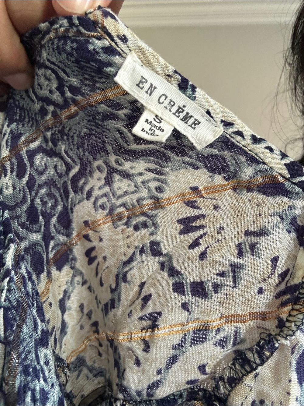 Blue & Cream Printed Women’s Top